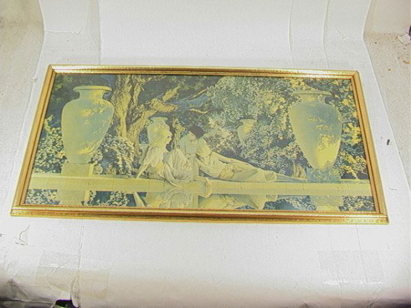 Lg MAXFIELD PARRISH Garden of Allah 30x15, in Orig: Lg MAXFIELD PARRISH Garden of Allah 30x15, in Original Gold Frame. Dimensions: H: 15 inches: W: 30 inches Condition: Excellent condition US Shipping charge: $50