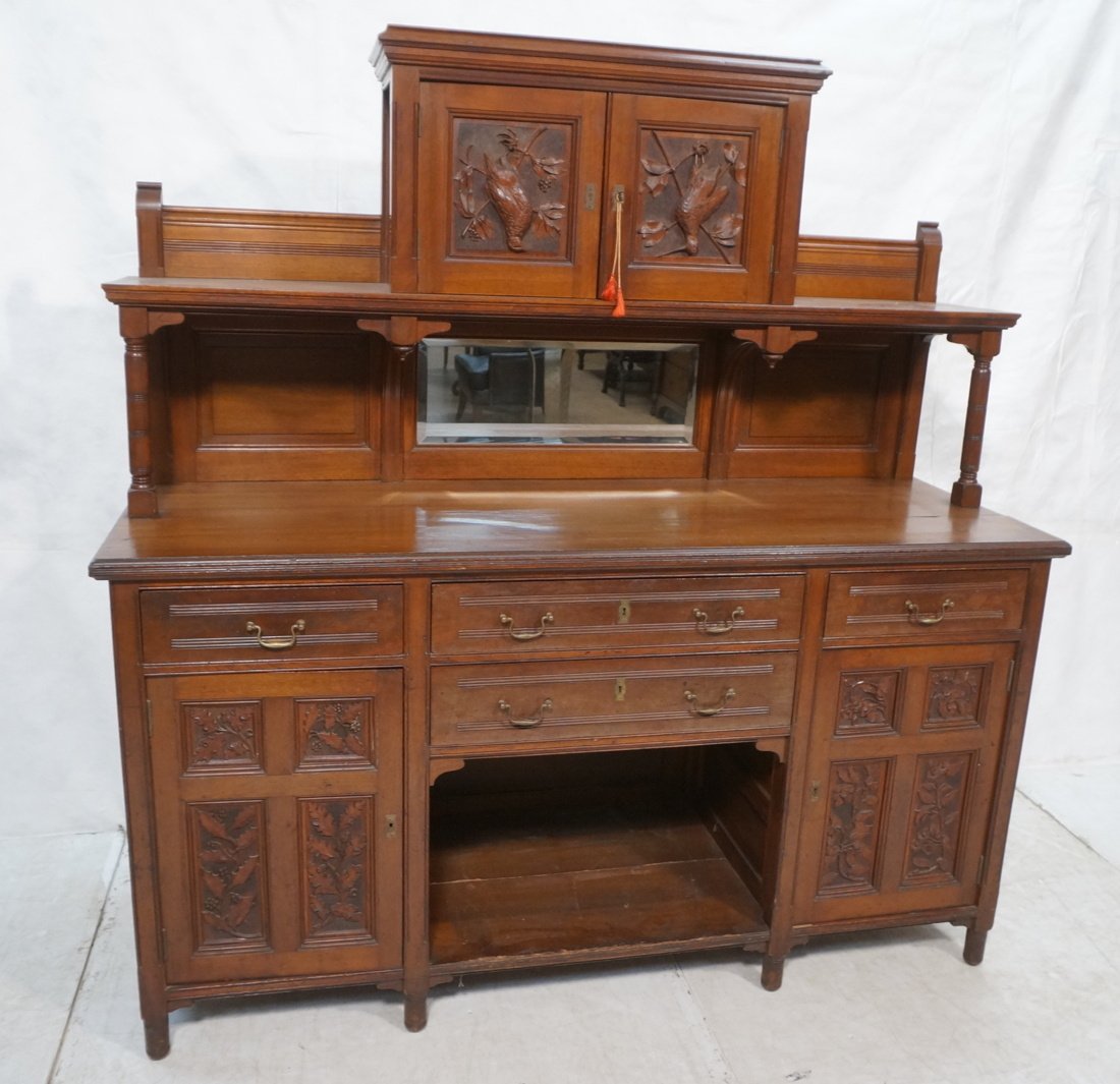 Walnut Victorian Hunt board carved with game bird (1 of 10)