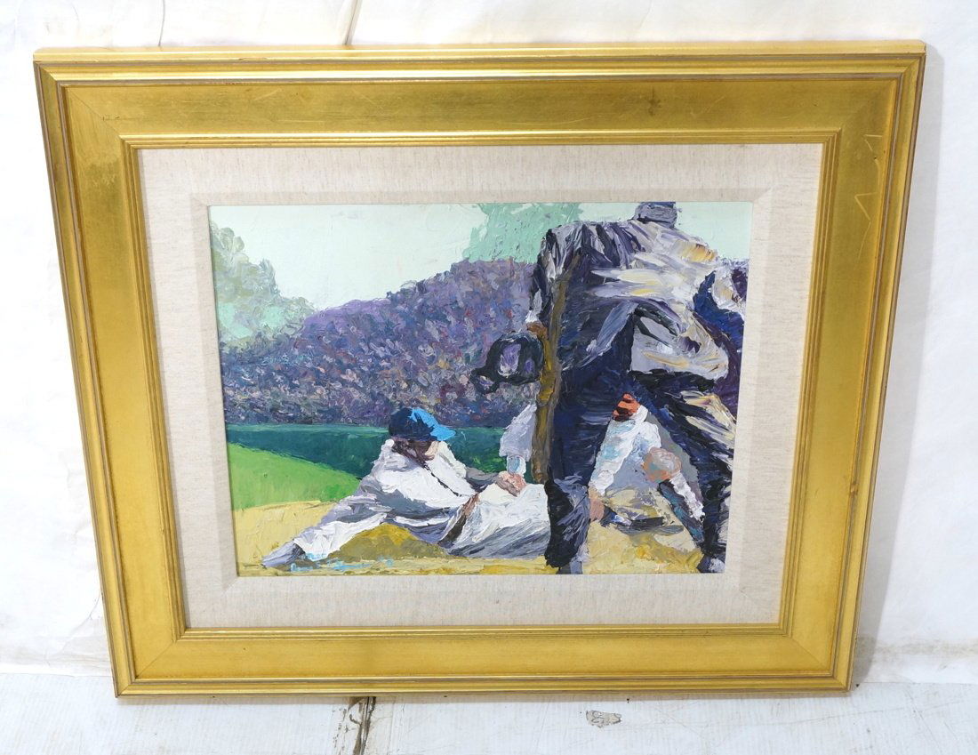 Sport Baseball Oil on Canvas Painting. Sliding in (1 of 6)