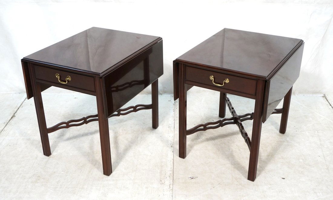 Pr KINDEL dropside Mahogany end tables with stret (1 of 8)