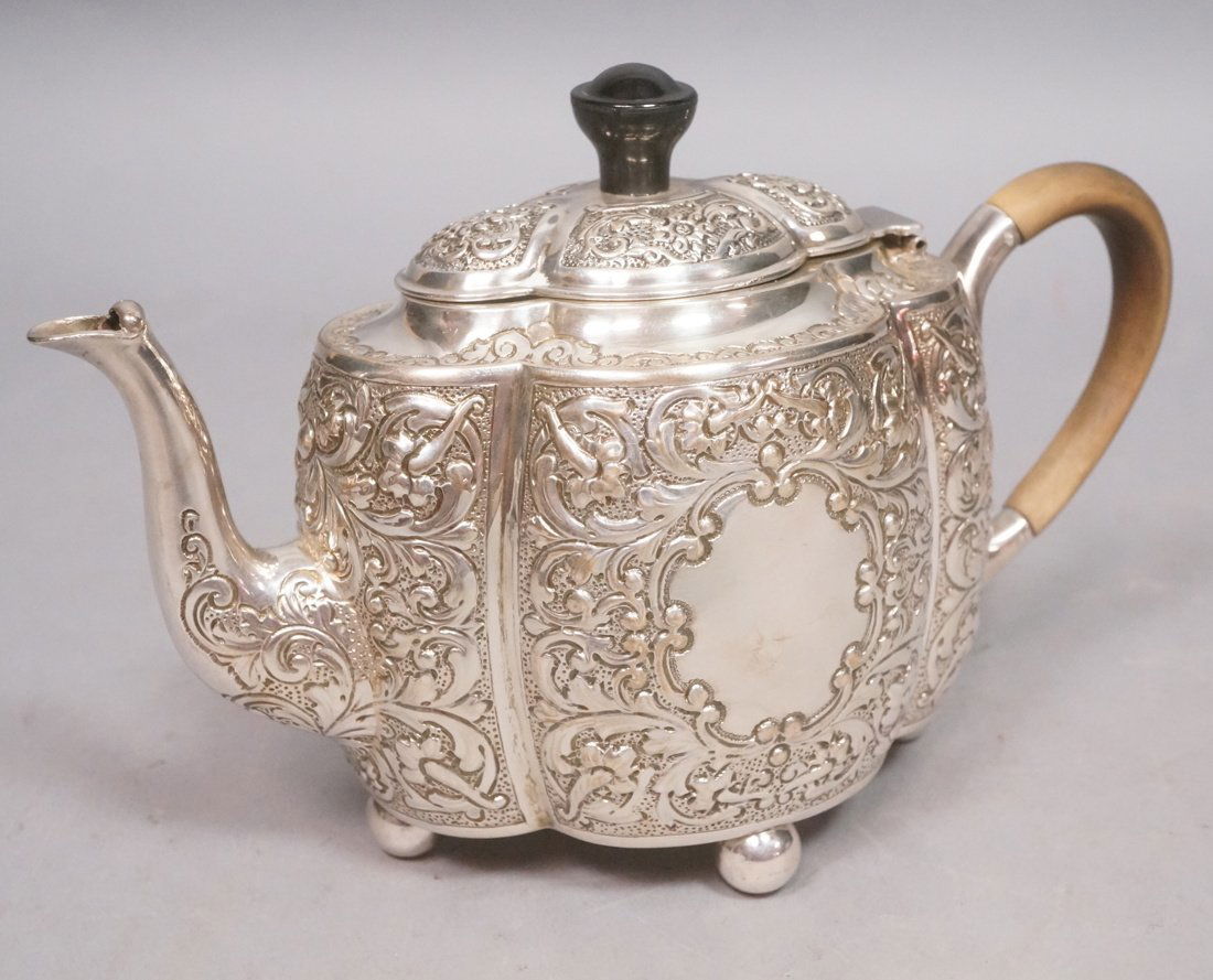 Sterling English Hallmarked Repousse Teapot. Fanc (1 of 5)