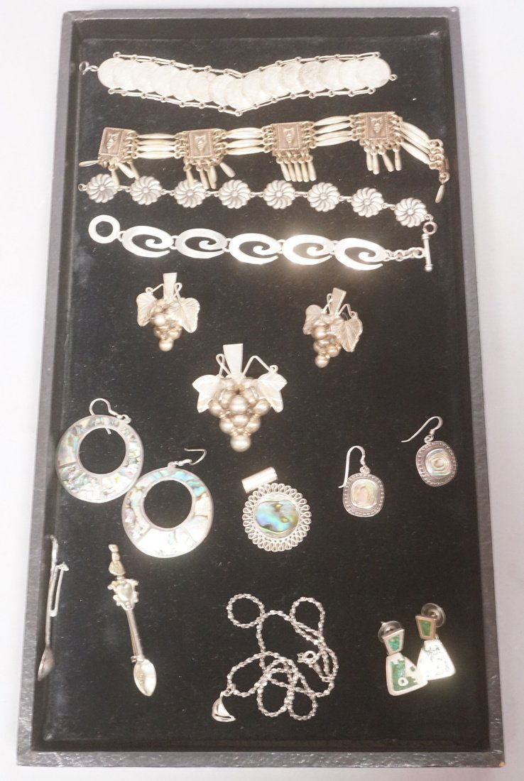 17pc Sterling Silver Jewelry Lot. Grape Pin & Ear (1 of 9)