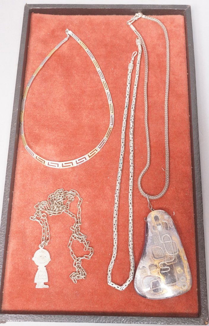 4pc Sterling Necklace Lot. 1) Modernist Brutalist (1 of 8)