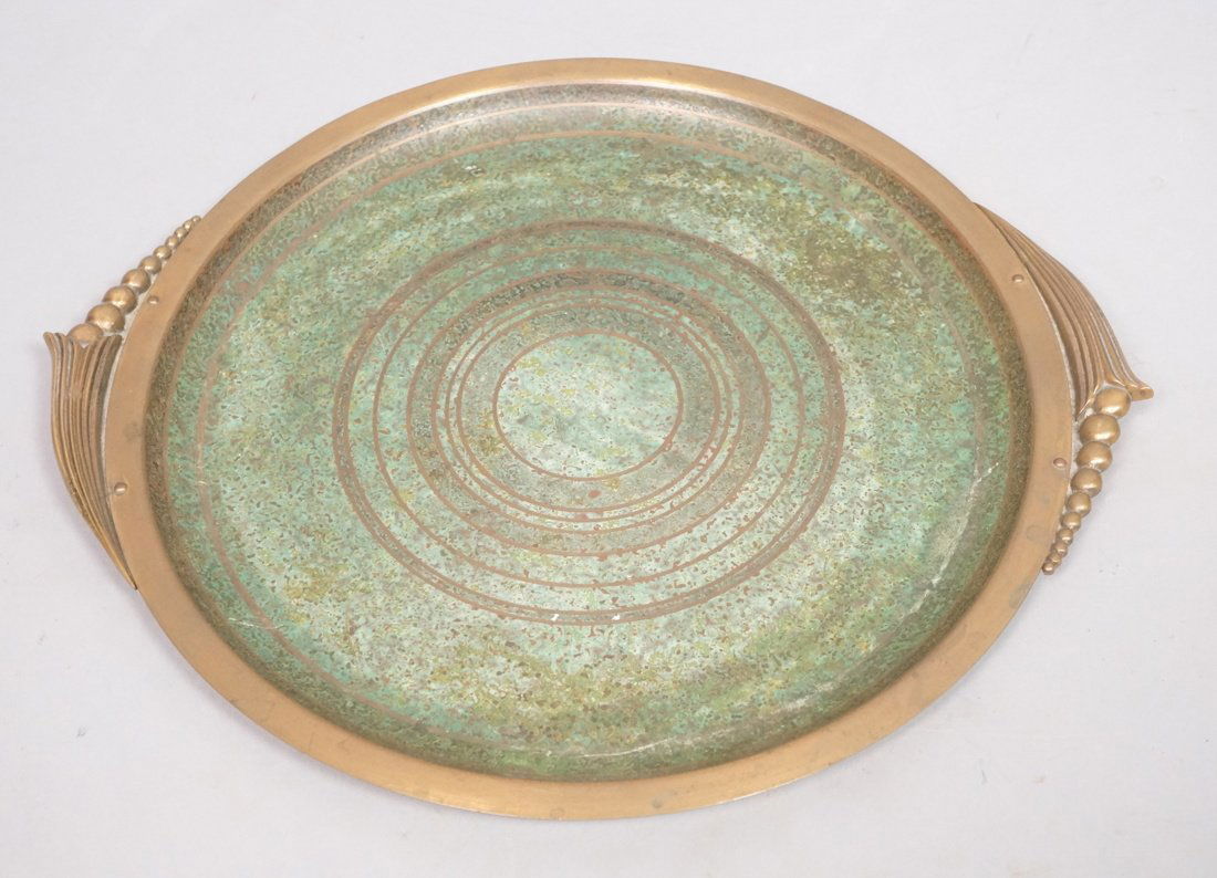 CARL SORENSEN Bronze Charger. Art Deco Brass Hand (1 of 7)