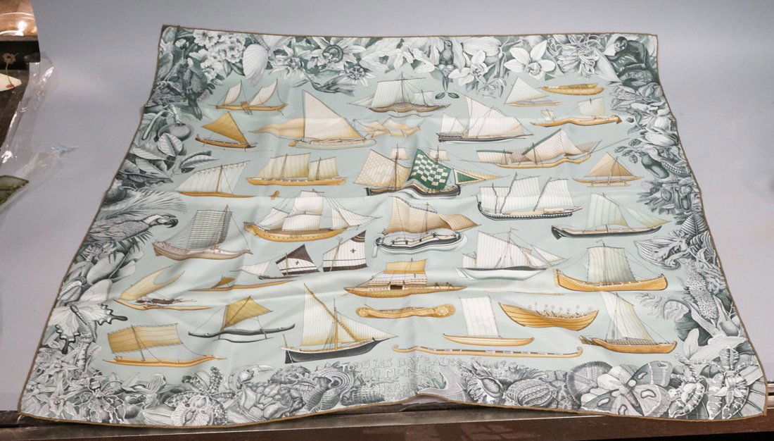 Designer 34" Square HERMES Paris Silk Scarf. Naut (1 of 9)