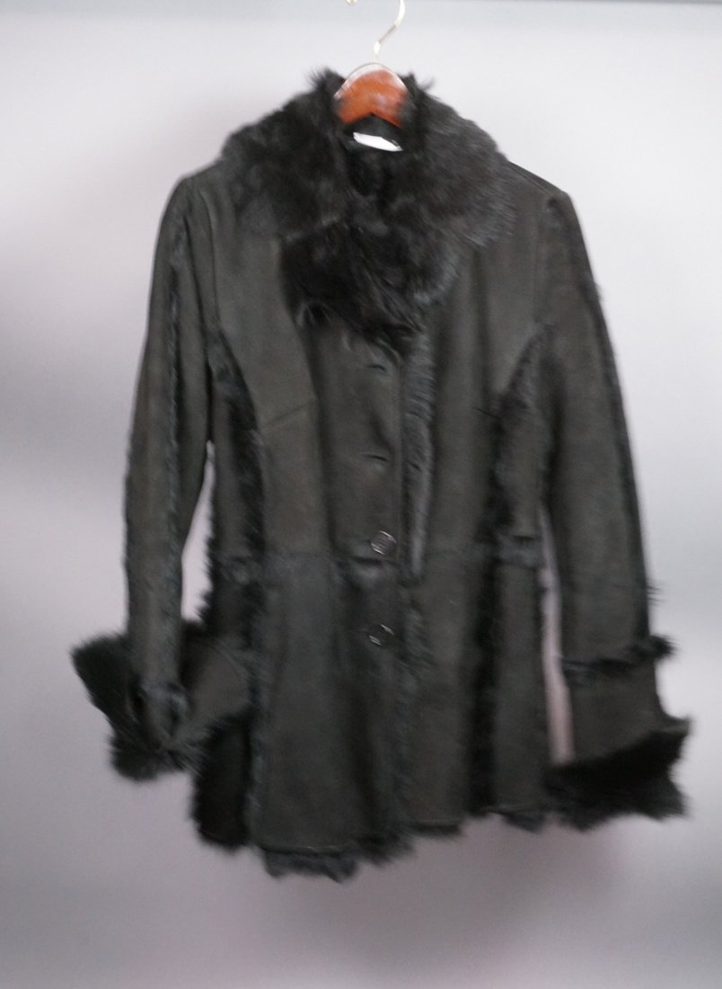 BRUNO MAGLI Black Fur Shearling Ladies Coat. Fur (1 of 6)