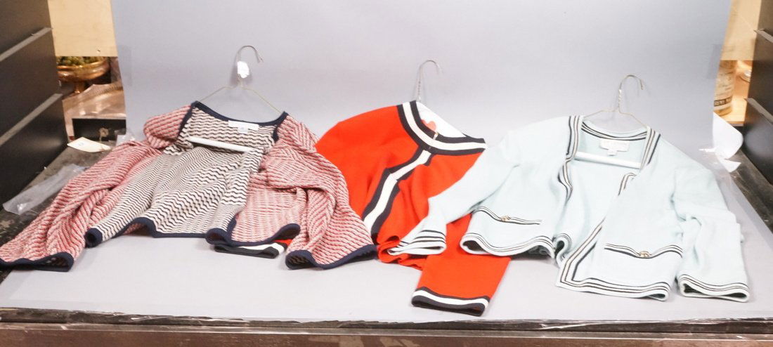 3 ST JOHN Knit Jackets. Size 12. 1). Red knit zip (1 of 10)