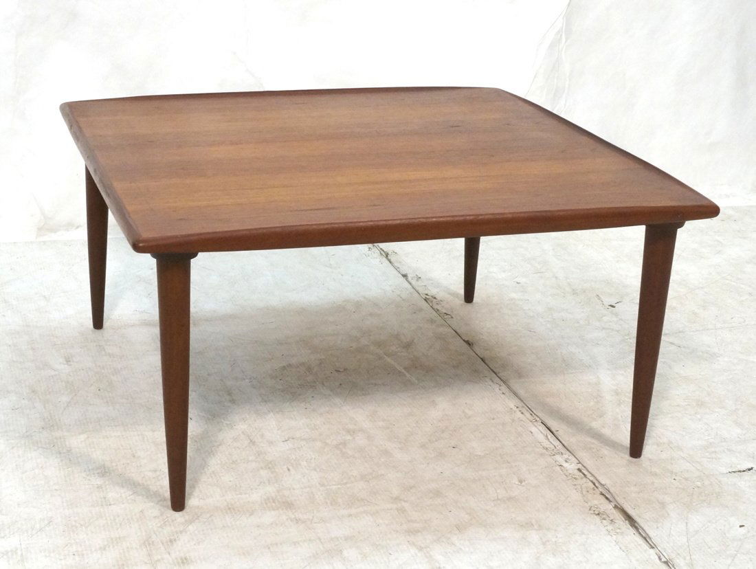 Danish Modern Teak Square Coffee Table. Rolled li (1 of 8)