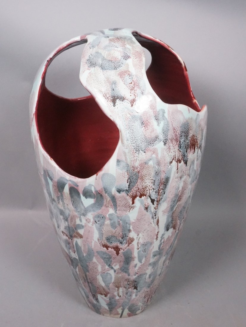 Large Pottery American Studio Vase. Glazed spatte (1 of 6)