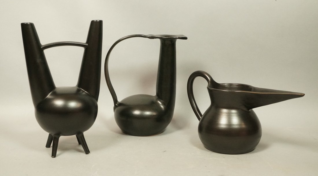 3pc NEOPONTI by GIO PONTI Black Glazed Vases. One (1 of 7)