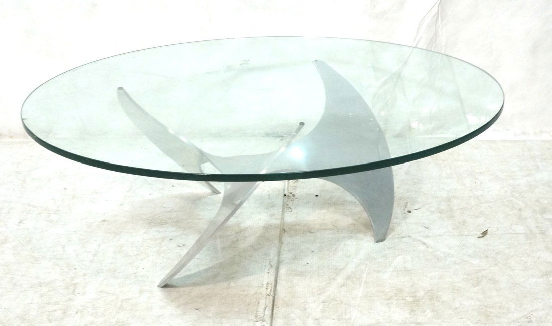 Aluminum Propeller Glass Top Coffee Table. Round (1 of 6)