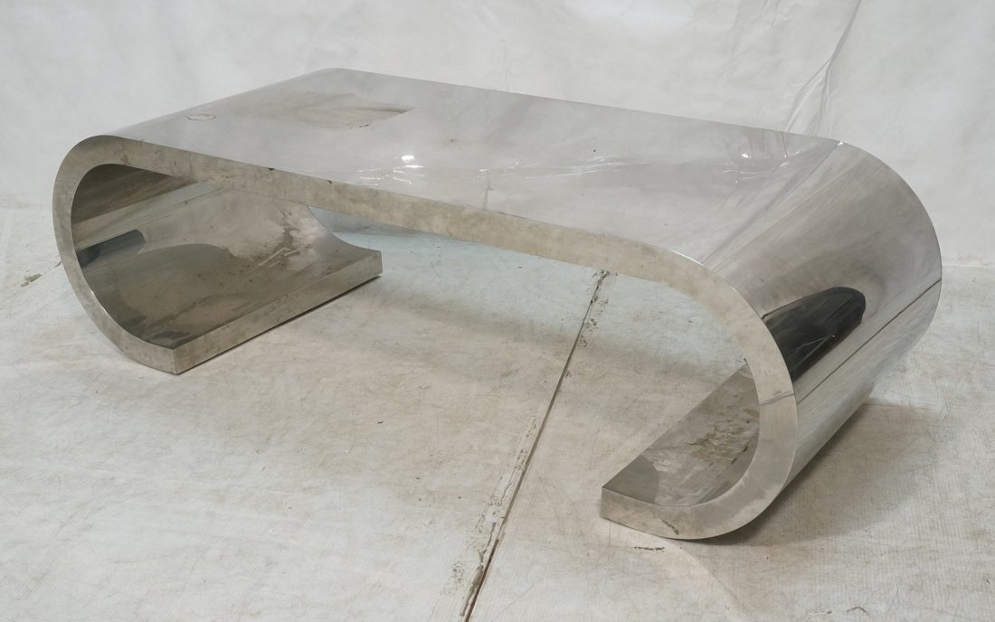 Chrome Rolled Edge Coffee Table. Modernist. Thick Heavy (1 of 10)