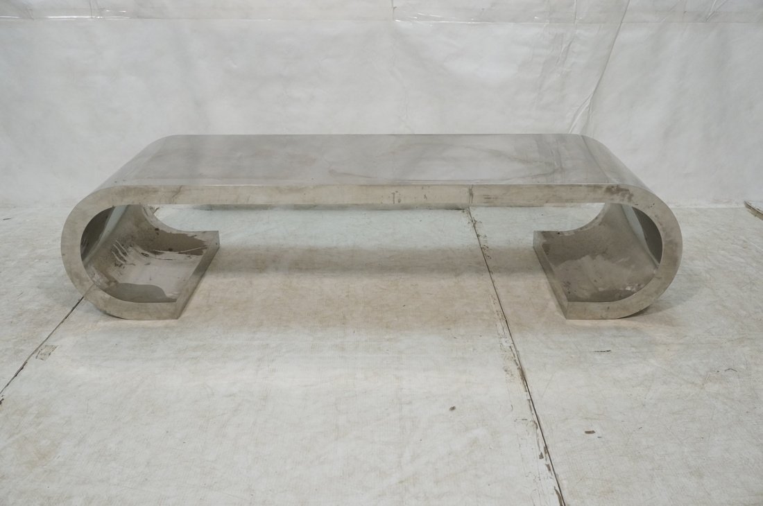 Chrome Rolled Edge Coffee Table. Modernist. Thick Heavy (1 of 6)