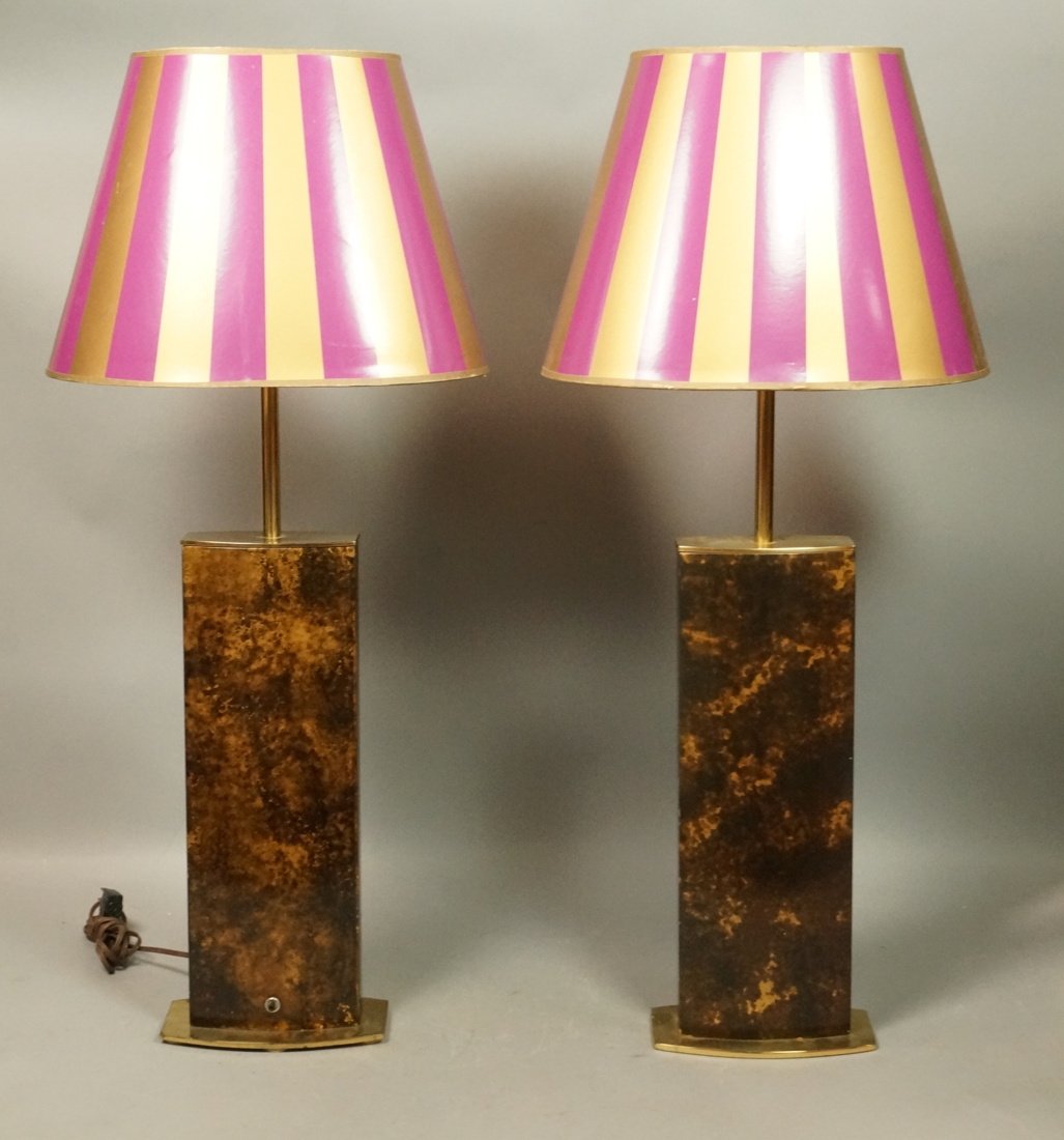 Pr Tall Decorator Tortoise Finish Table Lamps. Ma (1 of 6)