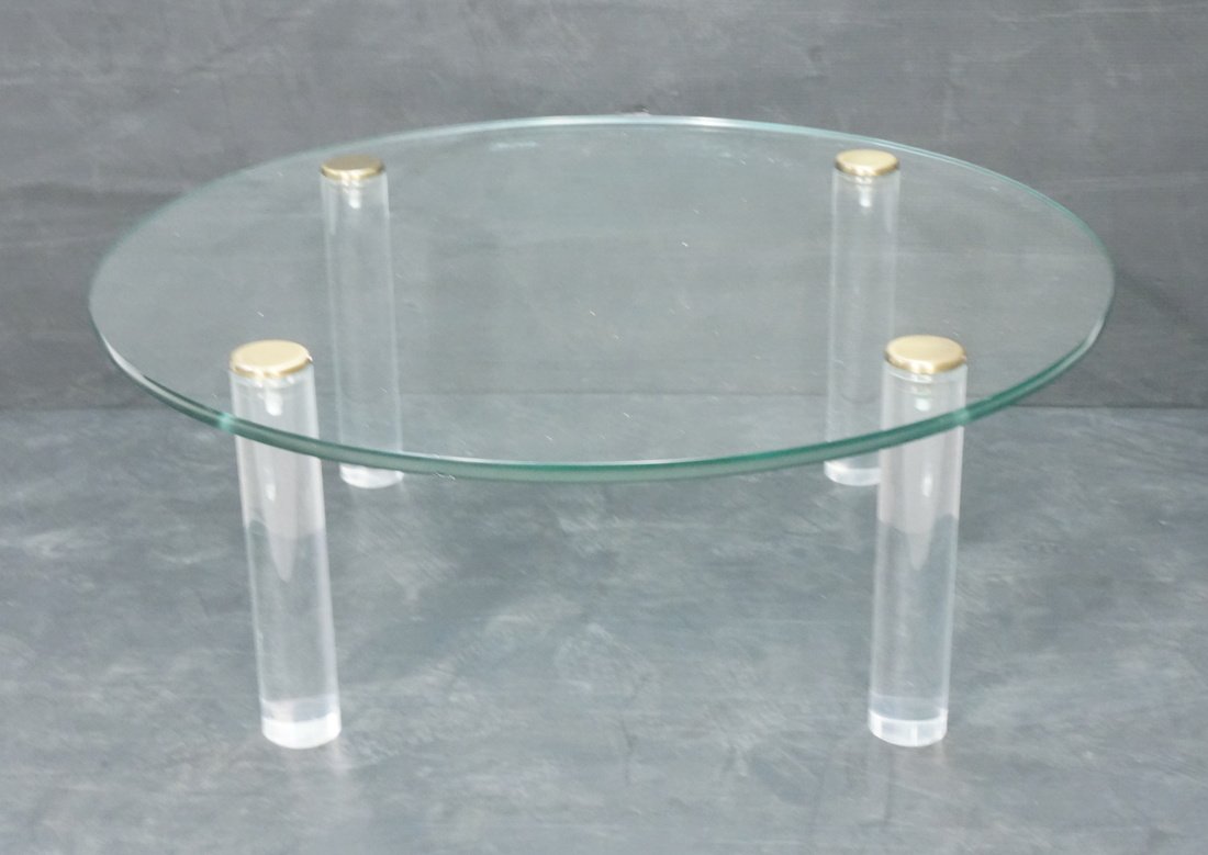 Glass Top Coffee Table. Four thick Lucite Column (1 of 9)