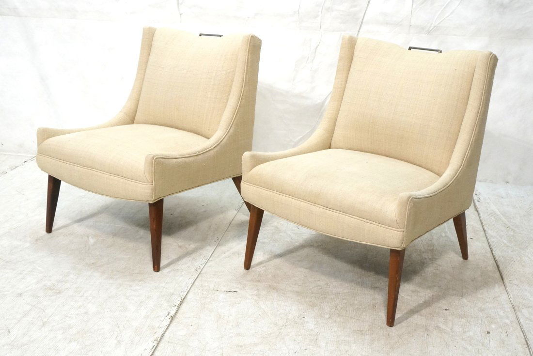 Pr American Modern Slipper Lounge Chairs. Cream F (1 of 8)