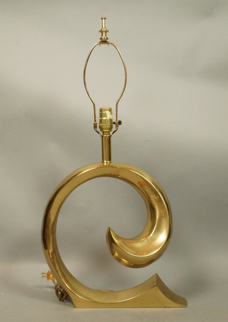 PIERRE CARDIN Brass Swoosh Table Lamp. Not marked (1 of 6)