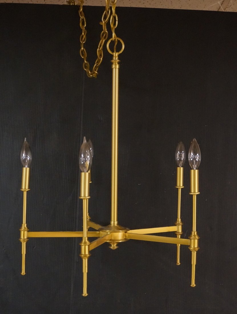 5 Arm Brass Hanging Light Chandelier. (1 of 7)