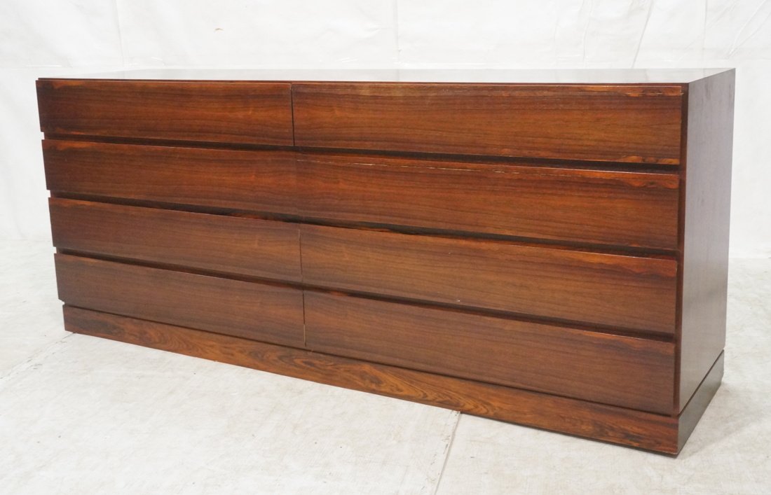Rosewood Credenza Dresser. Modernist. Eight drawe: Rosewood Credenza Dresser. Modernist. Eight drawer. Full wood skirt. Danish Modern.-- Dimensions: H: 29.5 inches: W: 71.5 inches: D: 18 inches ---