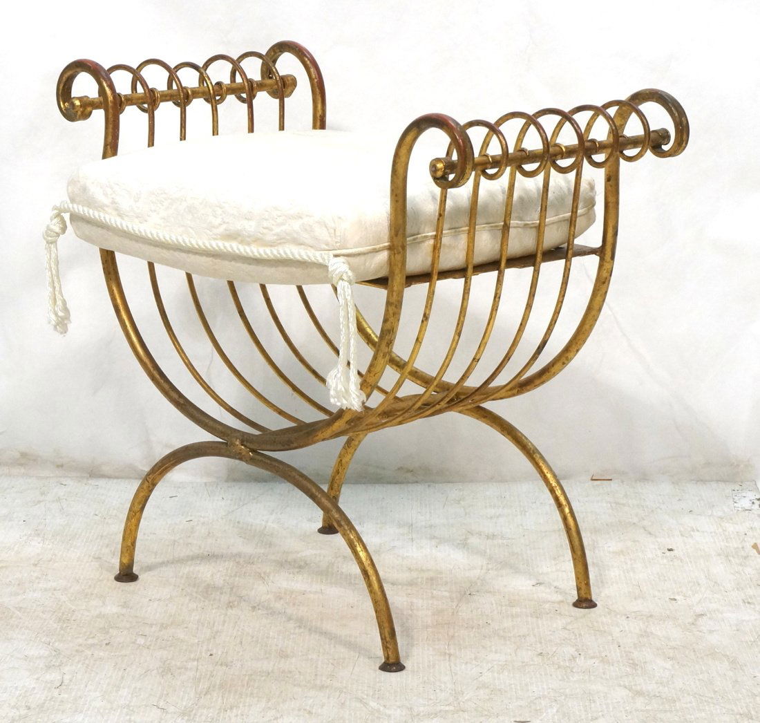 Gilt Iron Bench Seat. Regency style. Lattice seat (1 of 9)