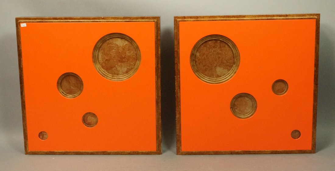 Pr Orange & Tortoise Finish Modern Wall Plaques. (1 of 9)