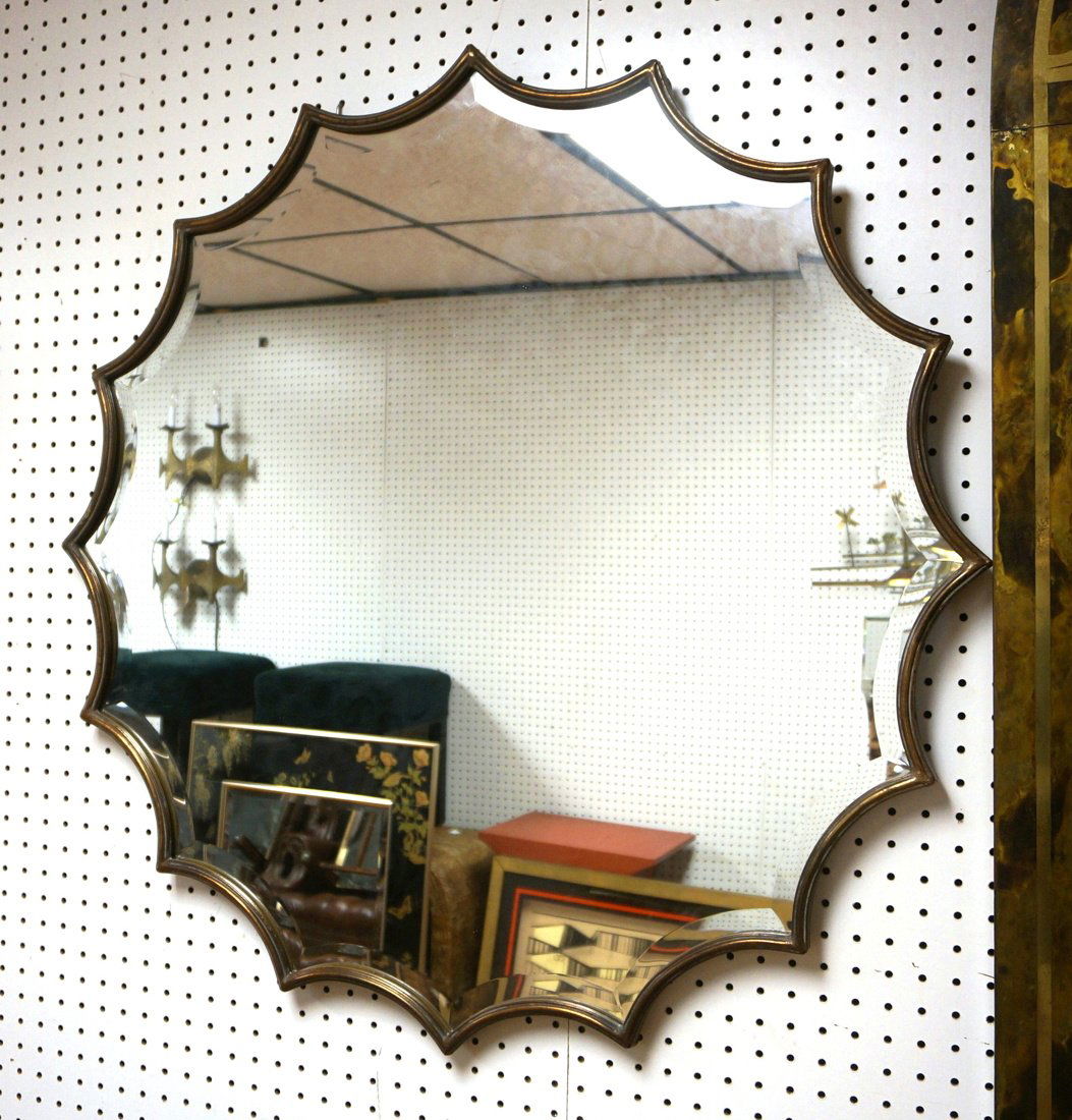 Decorator Wall Mirror. Pie Crust Wood Frame. Beve (1 of 5)