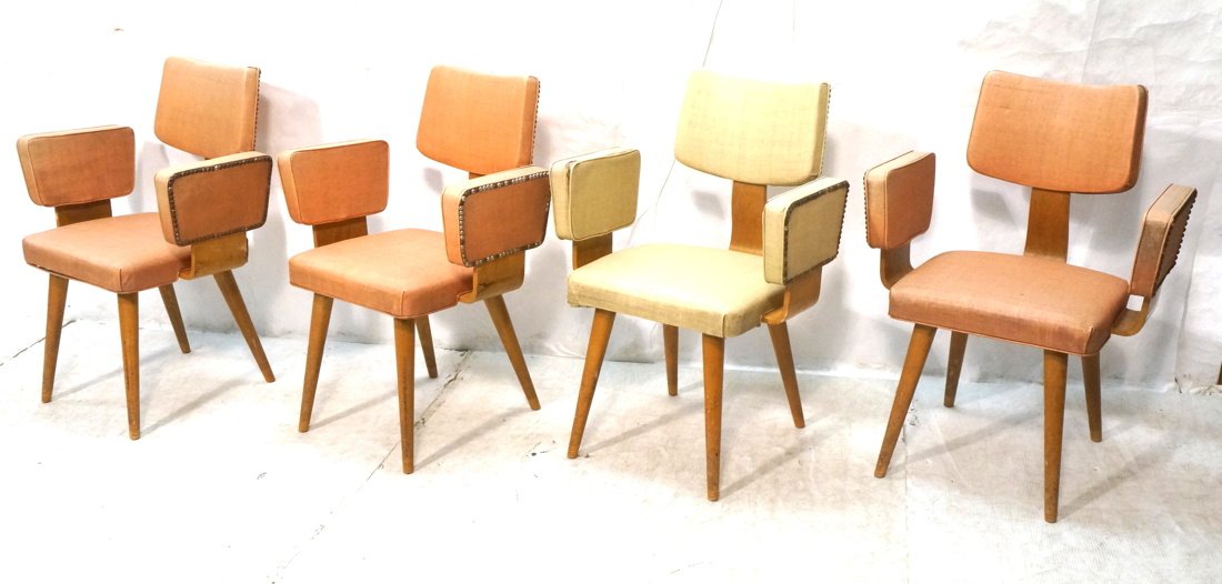 Set of 4 Thonet Arm Chairs.  Tapered legs with mo (1 of 10)
