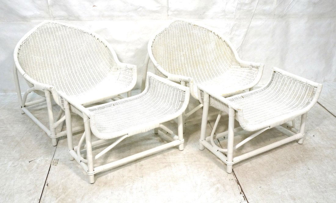 4pcs Decorator wicker Lounge Chairs and Ottomans. (1 of 7)