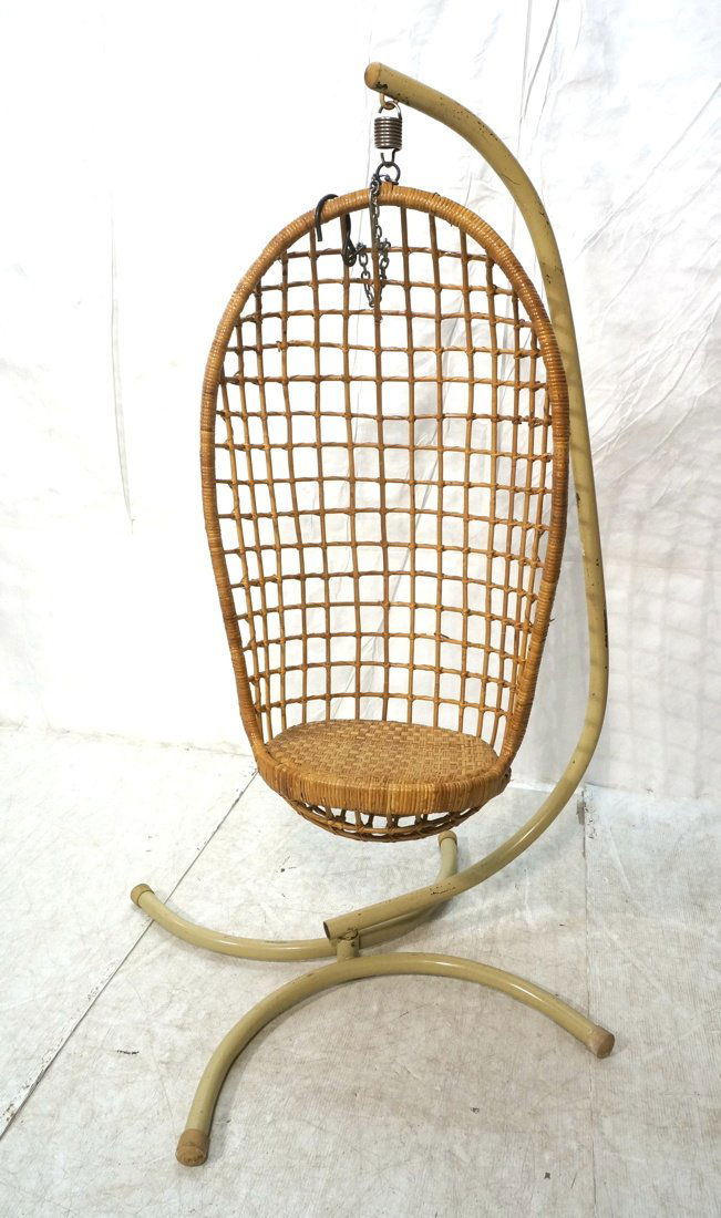 70's Modern Hanging Swing Chair. Rattan egg form (1 of 8)