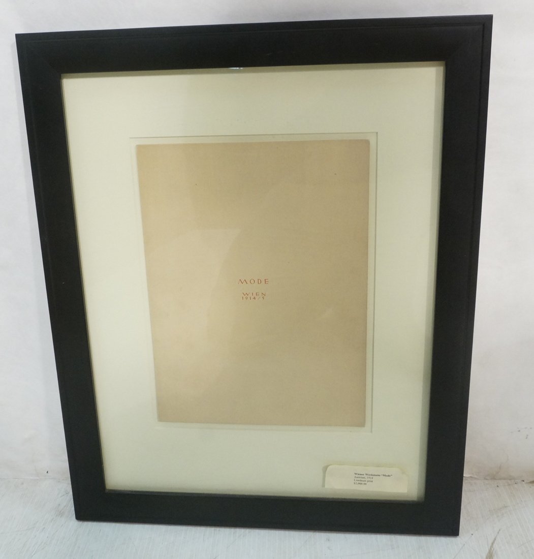 Wiener Werkstatte "MODE" Framed paper (possibly a: Wiener Werkstatte "MODE" Framed paper (possibly a pamphlet). -- Dimensions: Image Size: H: 12 inches: W: 9 inches ---