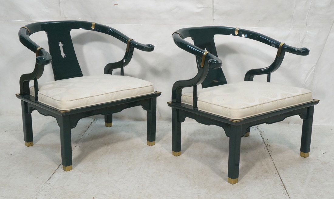 Pr Green Lacquered Asian Style Lounge Chairs. CEN (1 of 7)