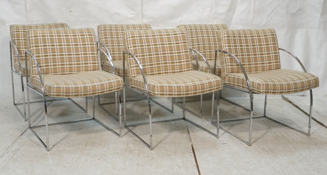 Set 6 MILO BAUGHMAN Thin Chrome Tube Dining Chair (1 of 8)