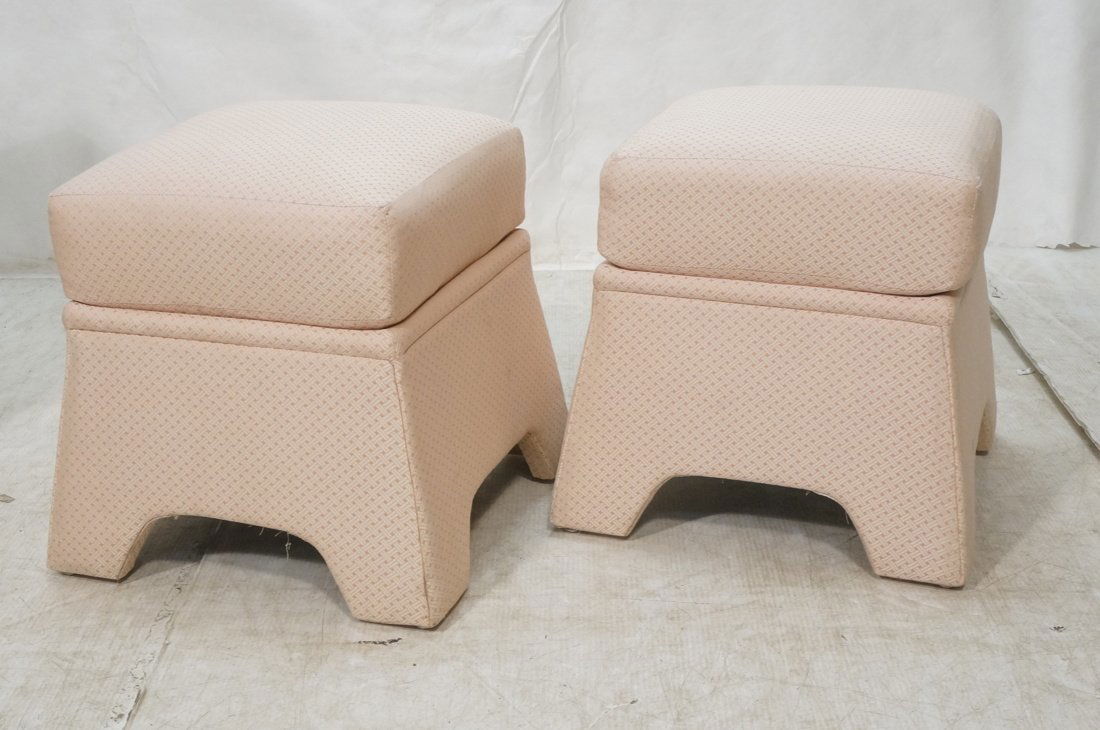 Pr Asian inspired Stools. Fabric covered in pale (1 of 8)