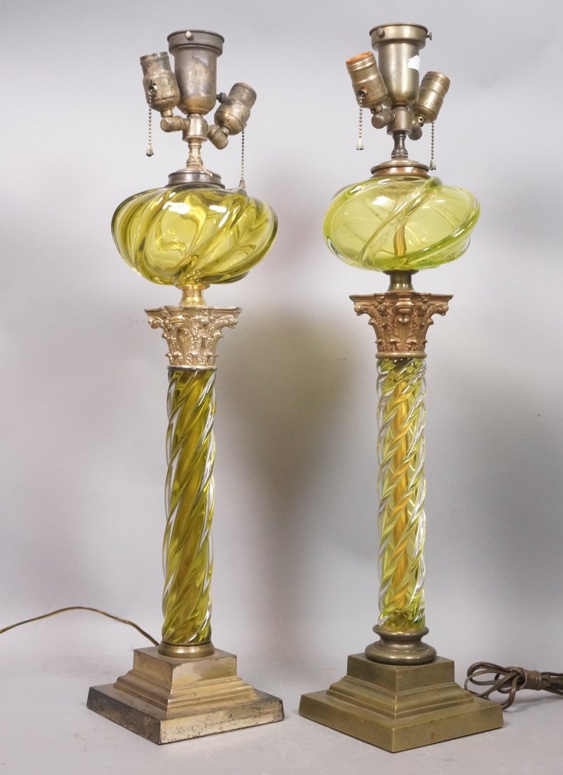 Pr Murano Table Lamps. Column for (1 of 9)