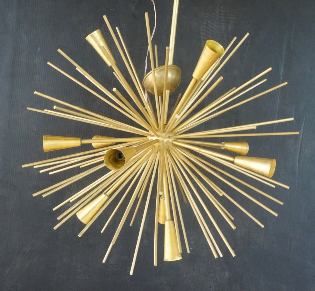 Gold Tone Star Burst Hanging Chandelier Light Fix (1 of 7)