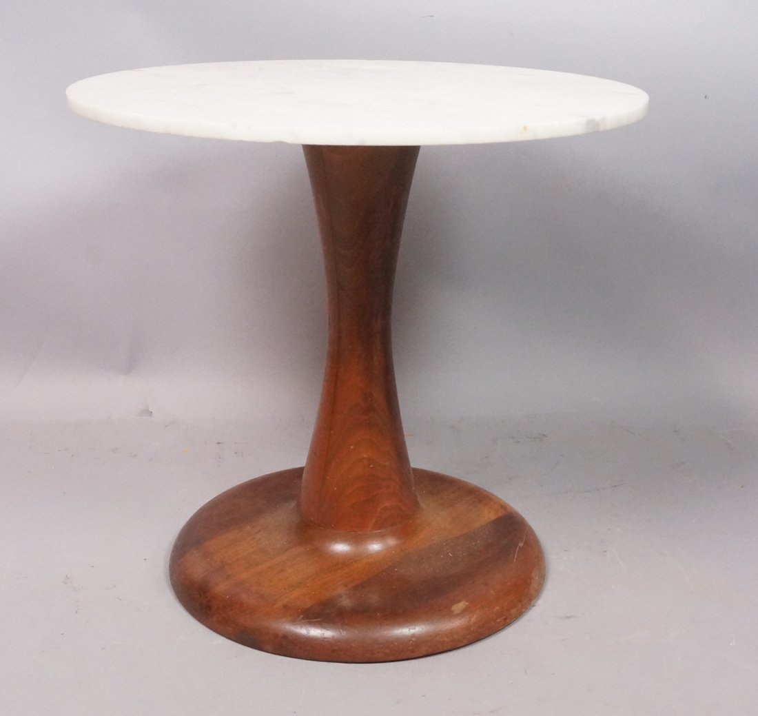 Marble top Small Low Side Table. Swollen wood tul (1 of 8)