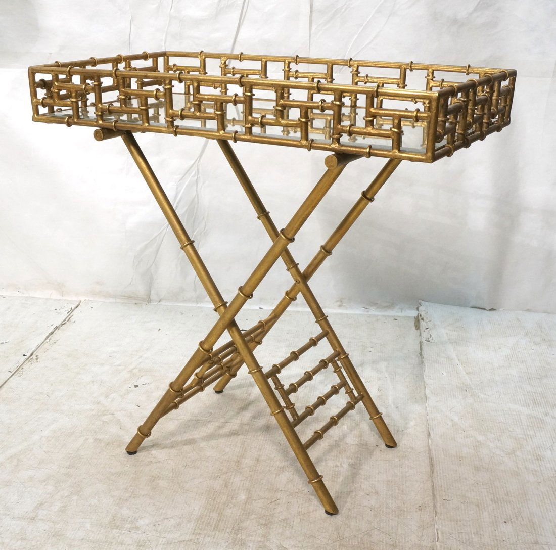 Gilt Iron Faux Bamboo Serving Stand. Contemporary (1 of 7)