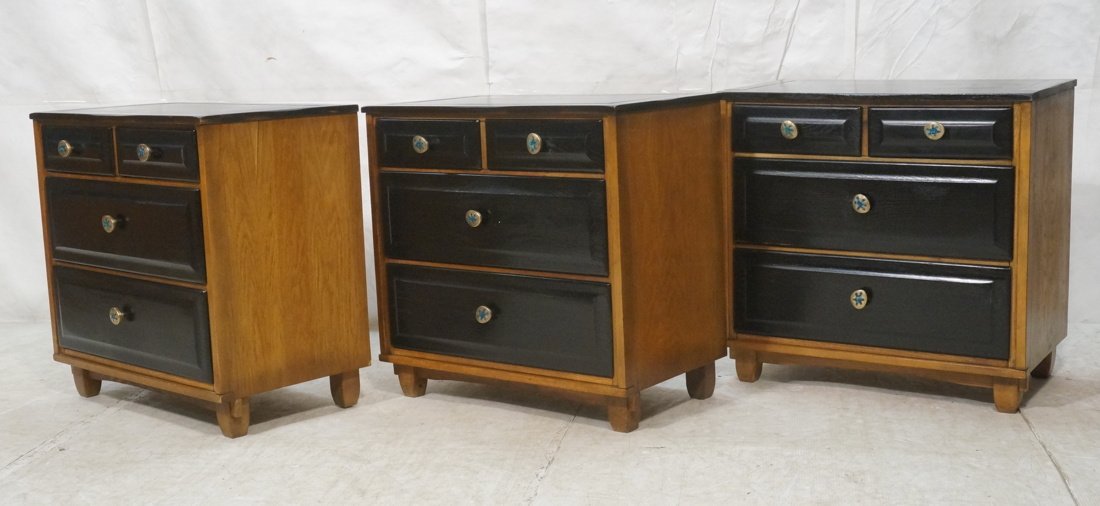 3pc Ebonized Black Lacquer Dressers Cabinets. PEP (1 of 10)