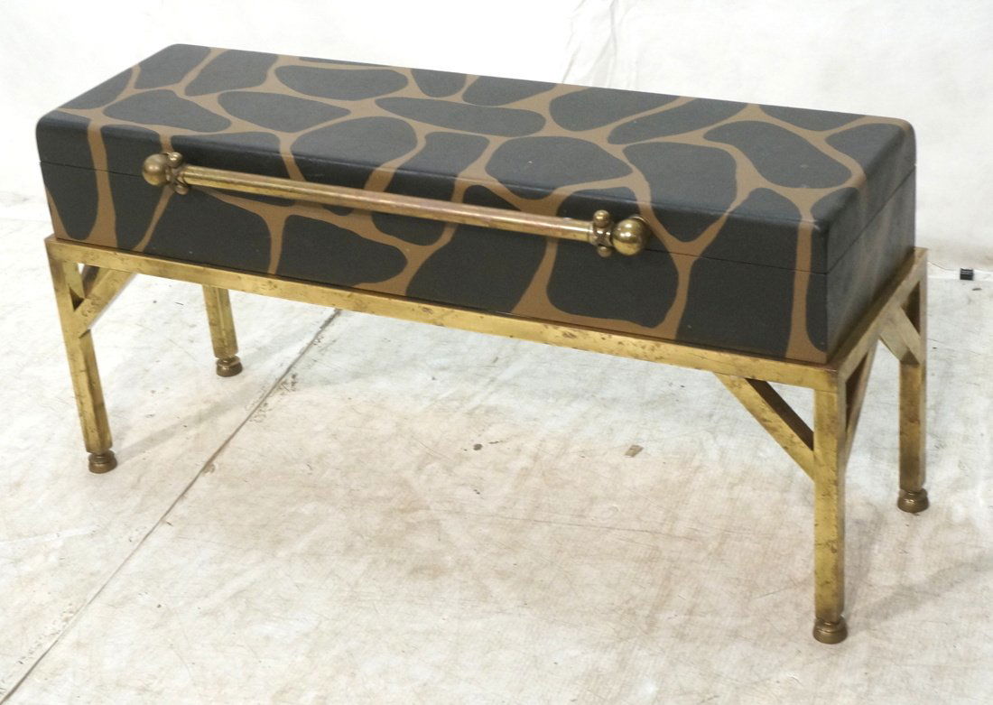Low Chest Trunk on Brass Base. Painted giraffe pa (1 of 8)