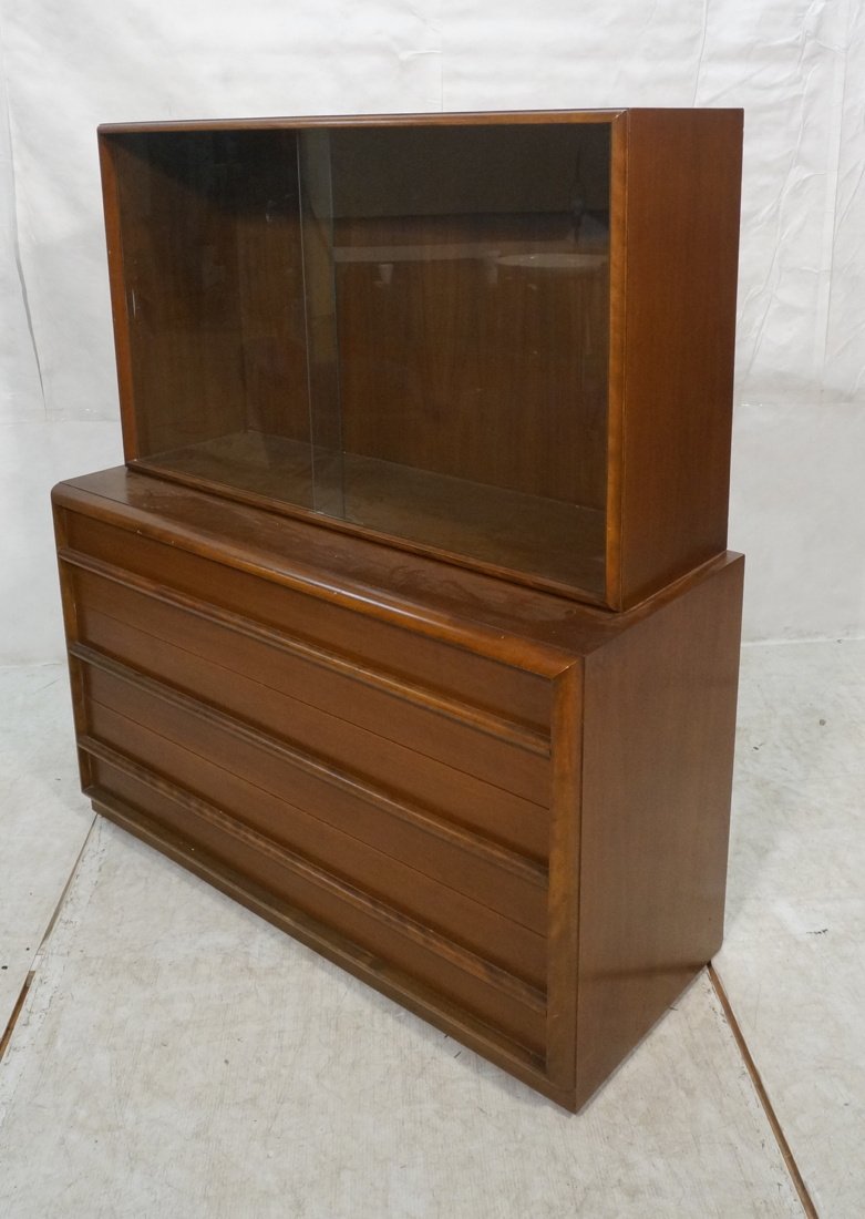 Robsjohn Gibbings Widdicomb China Cabinet. Slidin: Robsjohn Gibbings Widdicomb China Cabinet. Sliding Glass Doors. Three Lower Drawers. Glass shelves.-- Dimensions: H: 60 inches: W: 51.5 inches: D: 21 inches ---