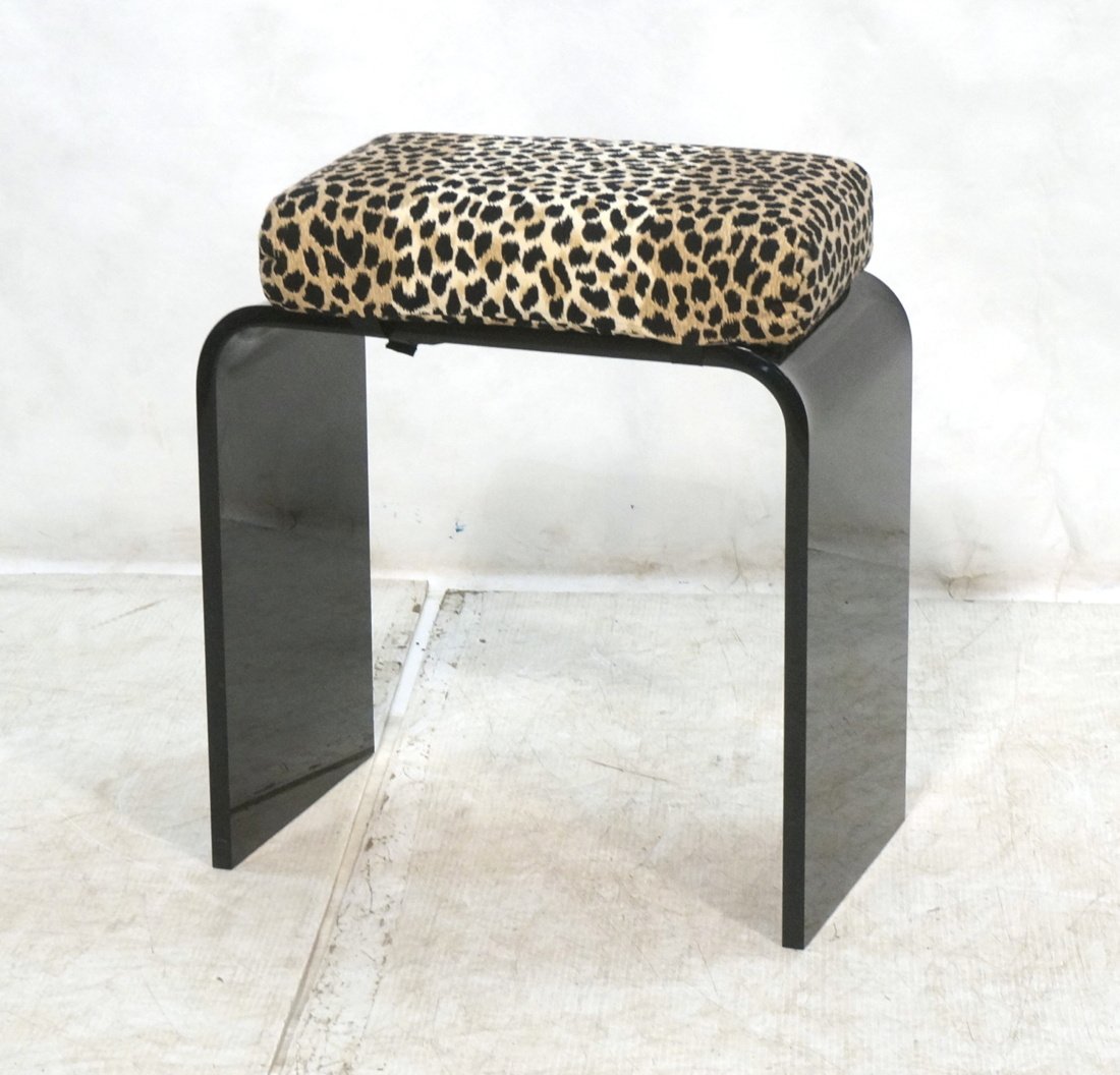 Decorator Black Lucite Bench with Faux leopard Up (1 of 7)