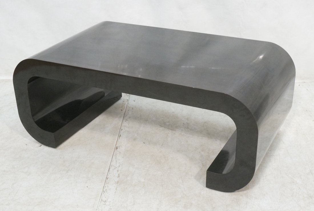 Black Lacquer Coffee Table. Rolled end cocktail t (1 of 7)