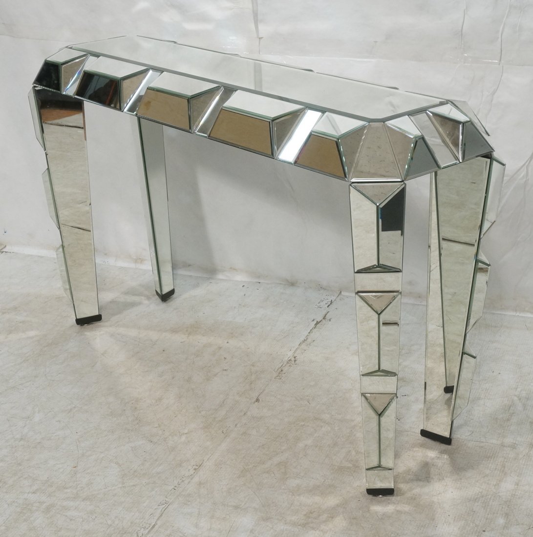 Contemporary Mirrored Hall Table. Faceted Mirror (1 of 8)