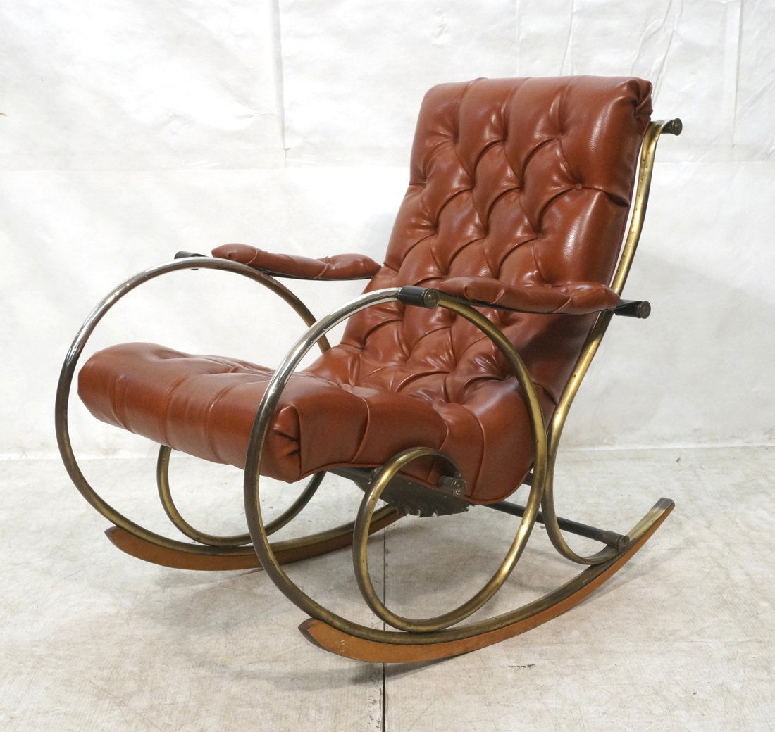 Rust Tufted Vinyl Rocker Rocking Chair. Metal tu (1 of 9)