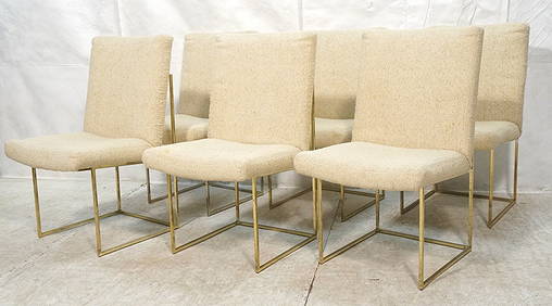 Set of 6 Milo Baughman Dining Chairs. Gold Tone (1 of 10)