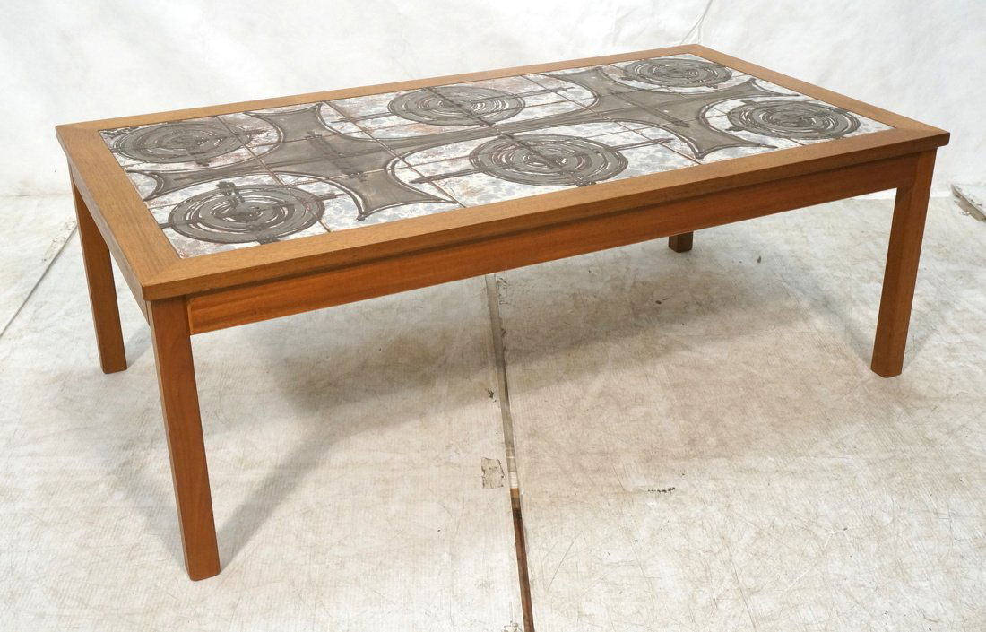 Danish Teak Coffee Cocktail  Table.  Inset Tile T (1 of 9)