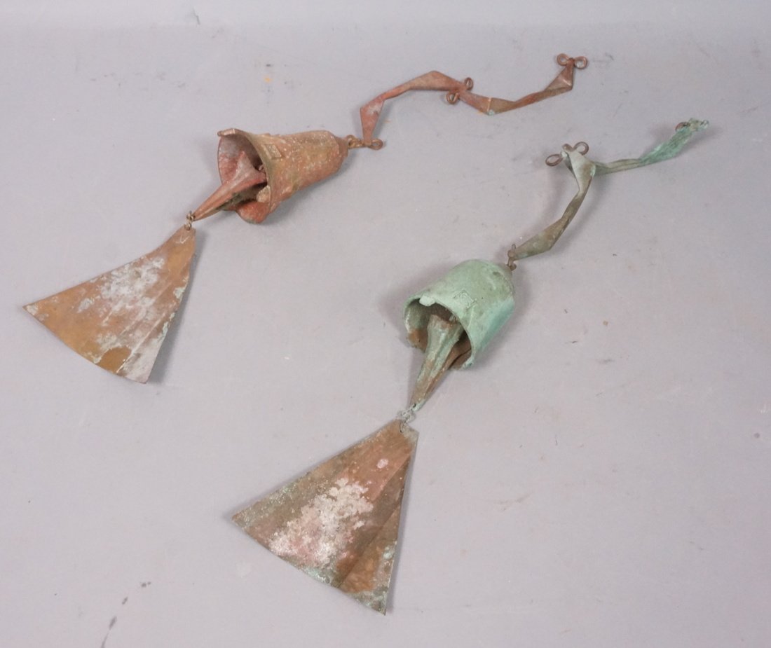 2 Soleri Windbell Bells.  Bronze hanging bells. (1 of 9)