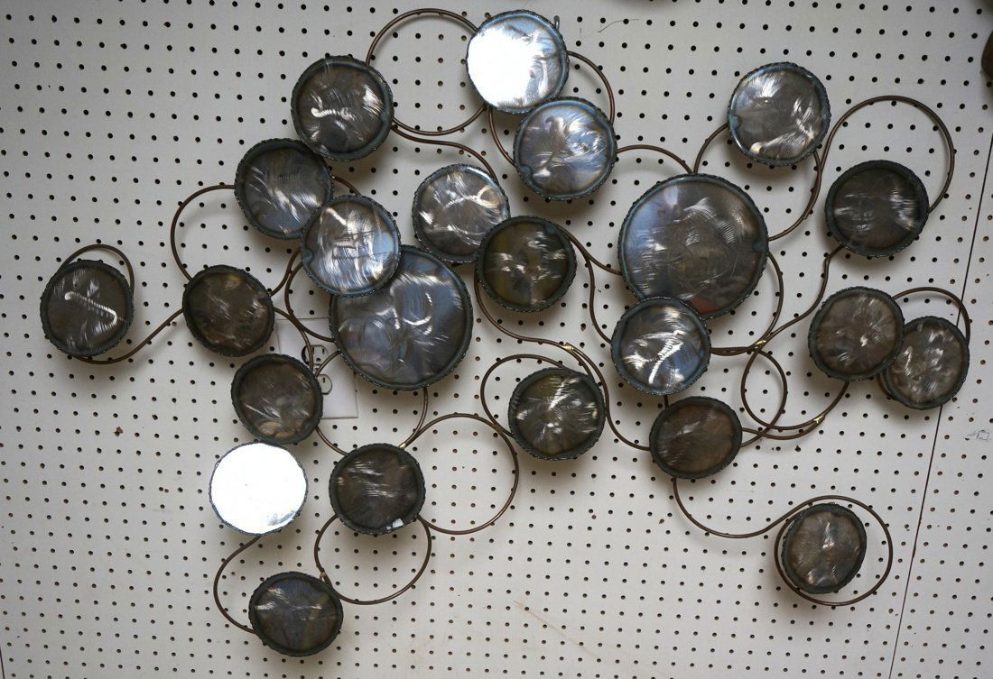 Modernist Disc and Wire Wall Sculpture.  Burnishe (1 of 9)