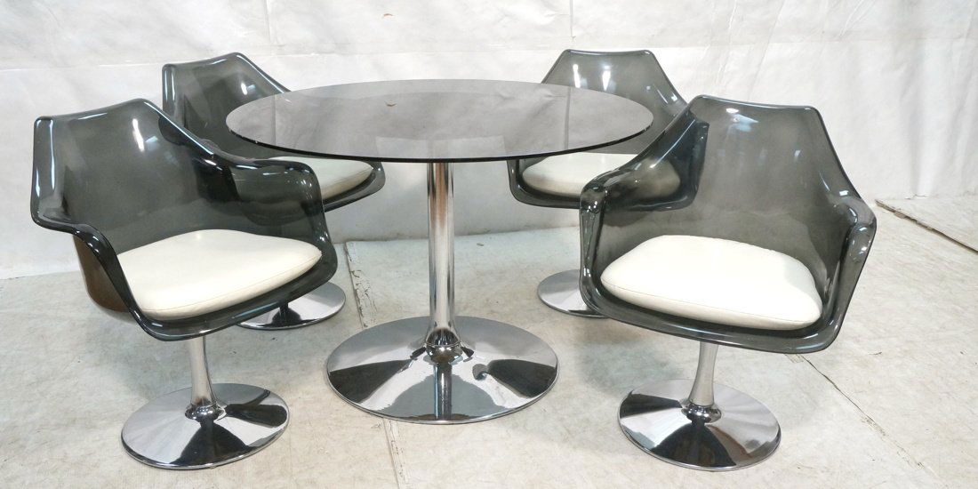 5pc 70's Modern Dining Table & 4 Chairs. Molded s (1 of 8)