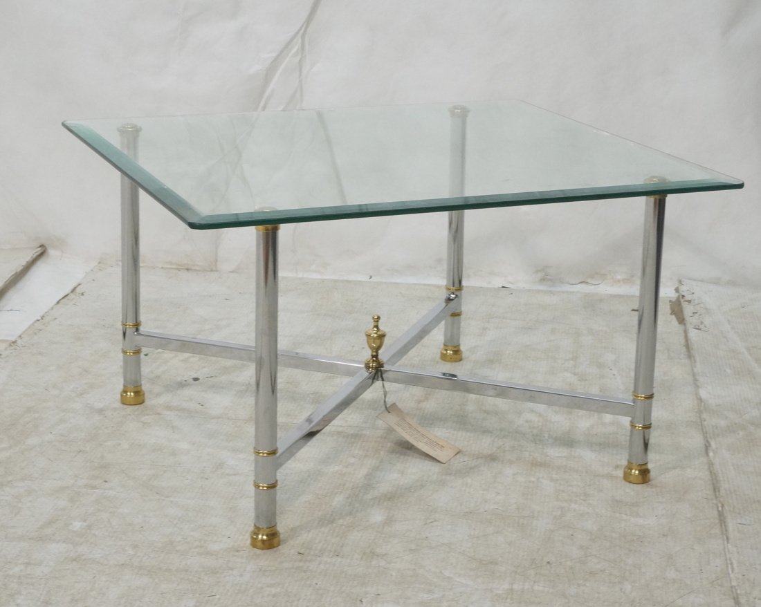 JEFFCO Regency style Chrome & Brass Glass Top Tab (1 of 8)